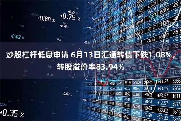 炒股杠杆低息申请 6月13日汇通转债下跌1.08%，转股溢价率83.94%