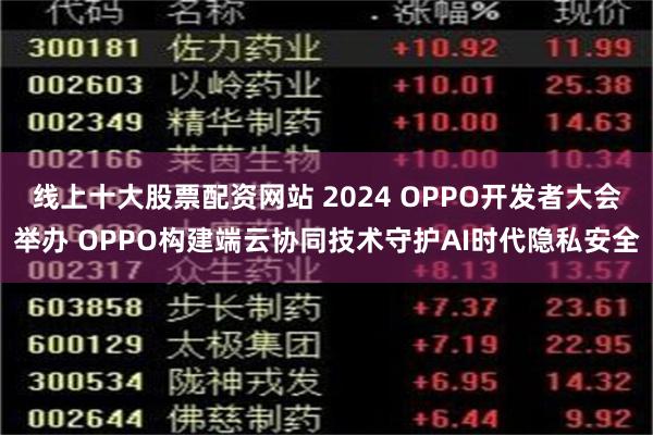 线上十大股票配资网站 2024 OPPO开发者大会举办 OPPO构建端云协同技术守护AI时代隐私安全
